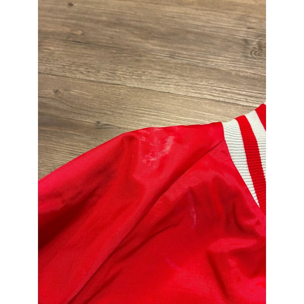 Vintage Delong Varsity Bowling Jacket Men Large Red Nylon Bomber Sportswear 90s - Picture 6 of 8